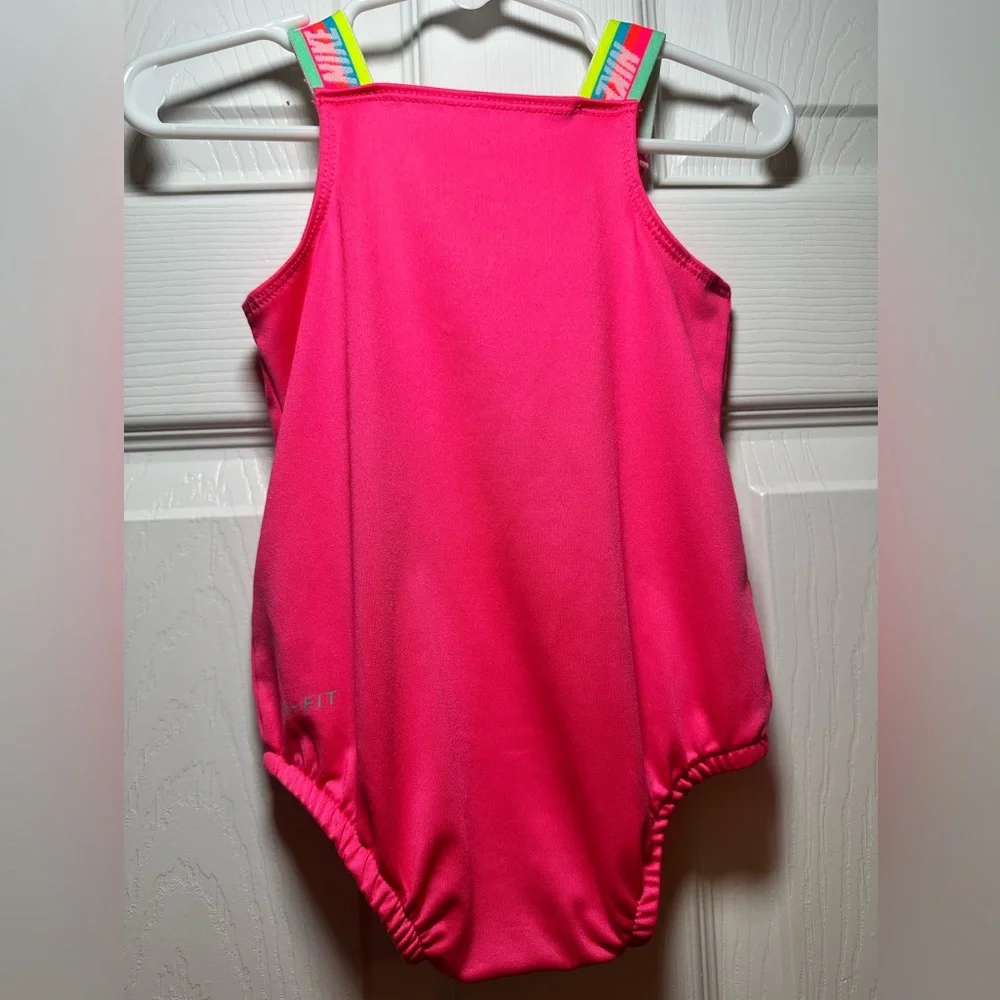 Nike Kids Pink One-Piece Swimsuit with Multicolor Straps